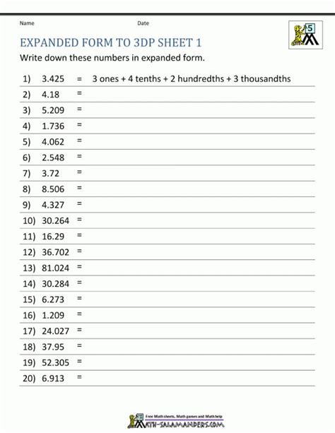 Expanded Standard And Word Form Worksheets