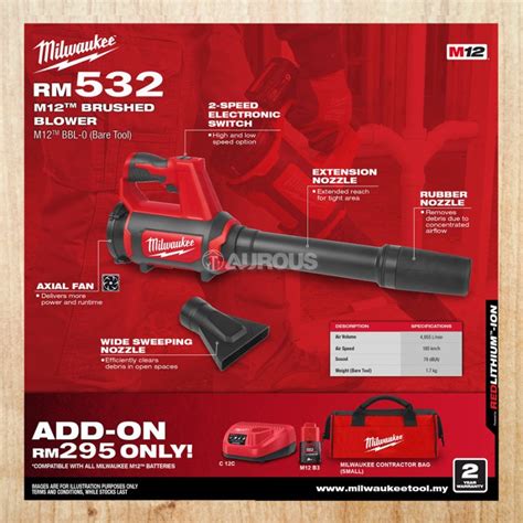 Milwaukee M Compact Spot Brushed Blower M Bbl Bare Tool