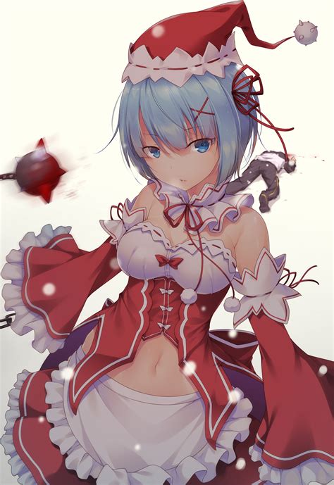 Wallpaper Christmas Cleavage Boobs Blood Maid Outfit Re Zero