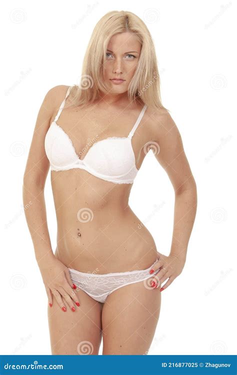 Woman In White Lingerie Gorgeous Figure Stock Image Image Of