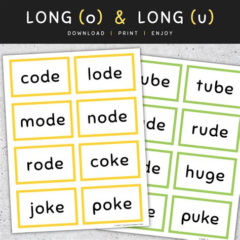 Cvce Words Flash Cards Long Vowels A I O U Cvce Words List [set 1] Made By Teachers