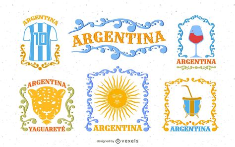 Descarga Vector De Pack Elementos Argentina Estilo Fileteado