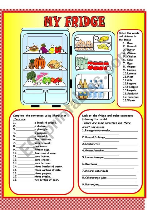 My Fridge There Is Are ESL Worksheet By Lagringa