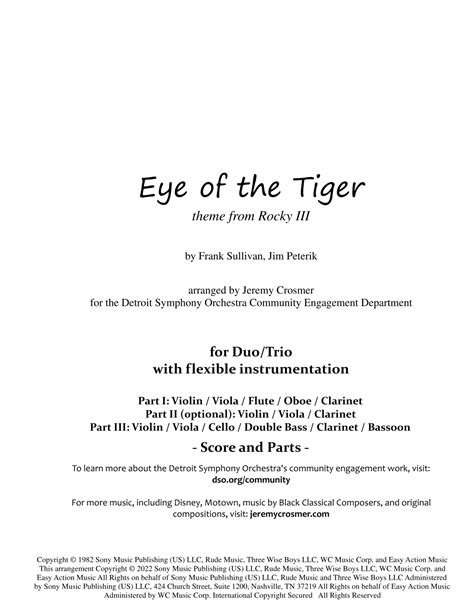 Eye Of The Tiger Arr Jeremy Crosmer By Survivor Sheet Music For