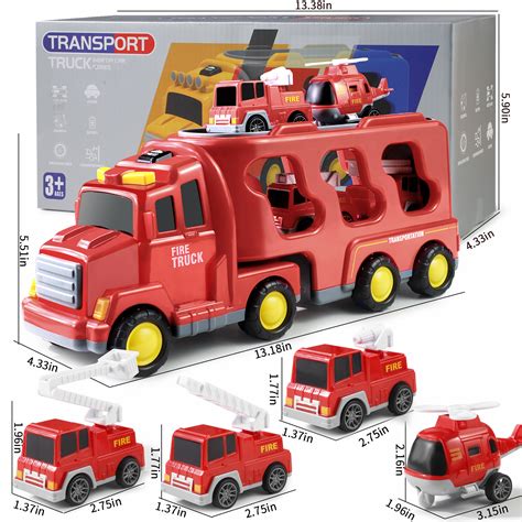Friction Powered Preschool Fire Truck Playset With Small Cars