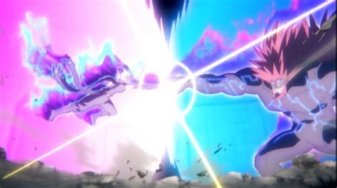 An Animated Image Of Two People Fighting In Front Of A Pink And Blue