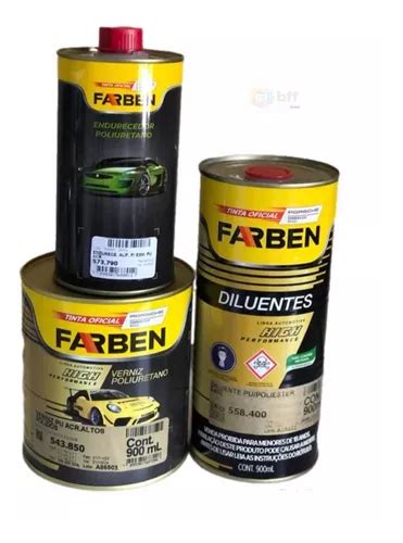 Kit Verniz Alto Sólido Automotivo 2x1 Farben 900 450 900ml MercadoLivre