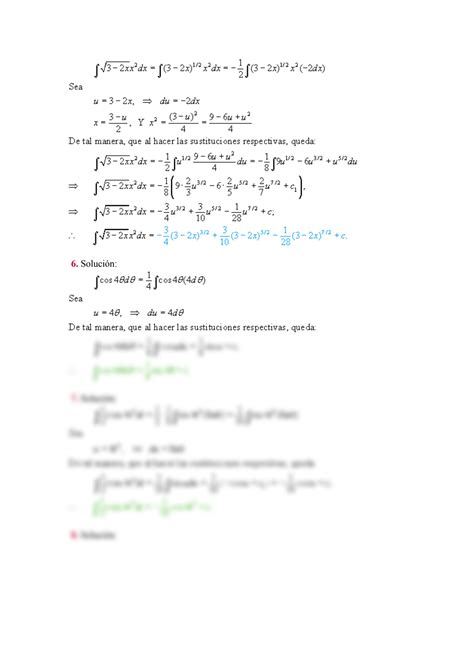 Solution Ejercicios Resueltos De Integrales Por Sustitucion Studypool