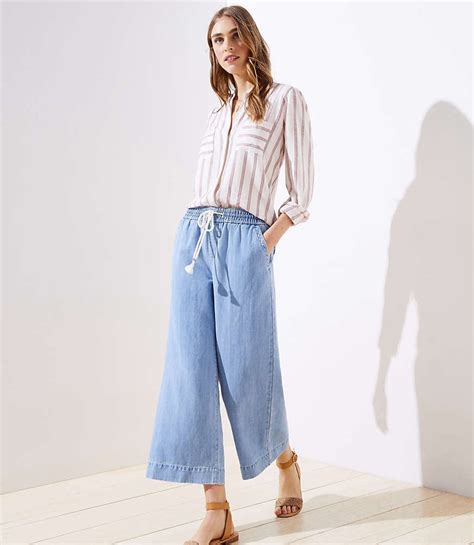 Loft Cotton Linen Drawstring Wide Leg Crop Pants Best Summer Work