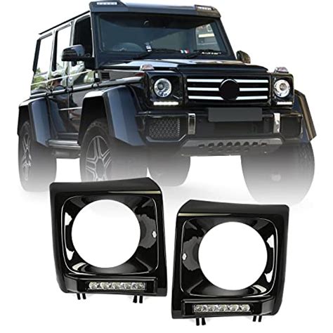 Kojem Headlight Bezel W Led Drl Headlamp Cover Pair Compatible With 1990 2018 Mercedes Benz G