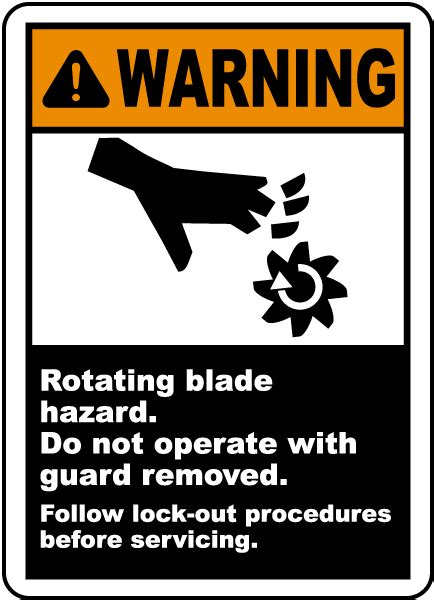 Warning Rotating Blade Hazard Label J5815 By