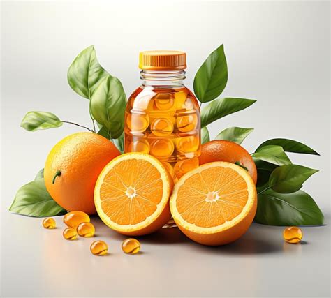 A Bottle Of Vitamins And Oranges Premium Ai Generated Image