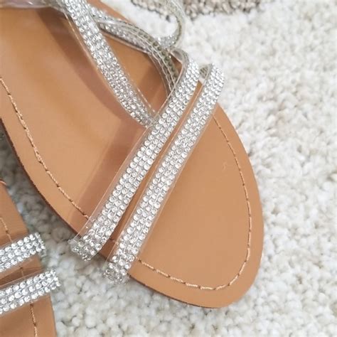 Lola Shoetique Shoes Nwt Lola Nude Strappy Rhinestone Sandals Size 75 Poshmark