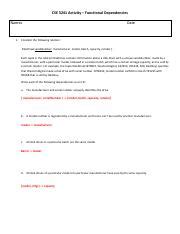 Functionaldeps Pdf Cse Activity Functional Dependencies