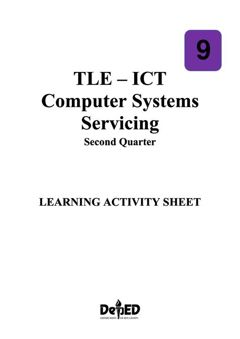 Grade 9 Q2 TLE CSS LAS Nlknkl TLE Computer Systems Servicing