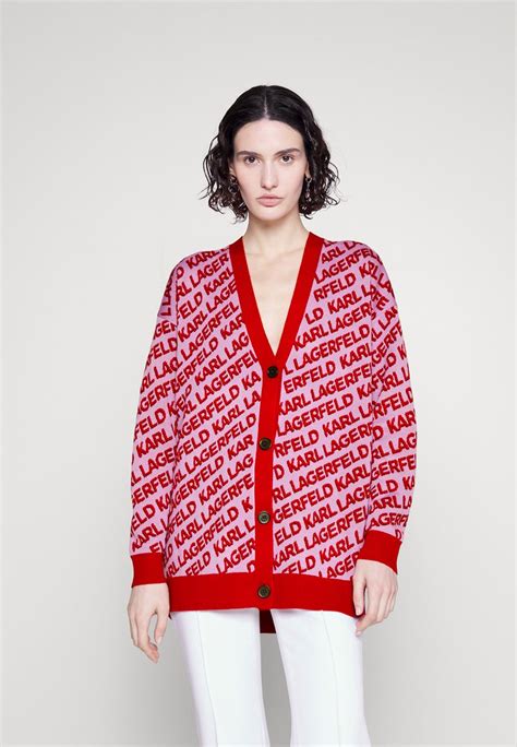 KARL LAGERFELD ALLOVER LOGO CARDIGAN - Cardigan - fuchsia/red/pink ...