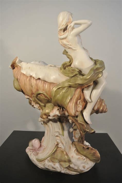 Royal Dux Porcelain Centrepiece Art Nouveau Women On Conch Shell