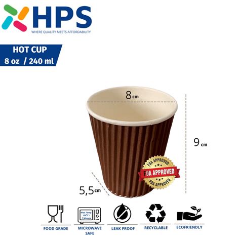 Jual Hot Cup Paper Oz Ml Gelas Kopi Kertas Ripple Cokelat Coffee Tahan Panas Gelas Kertas