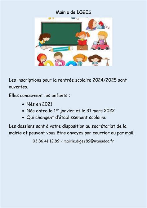 Rentrée 2024 Inscriptions