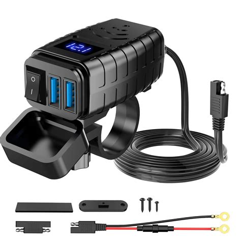 Chargeur QC 3 0 Pour Moto Adaptateur SAE Vers USB Avec Voltm Tre Et