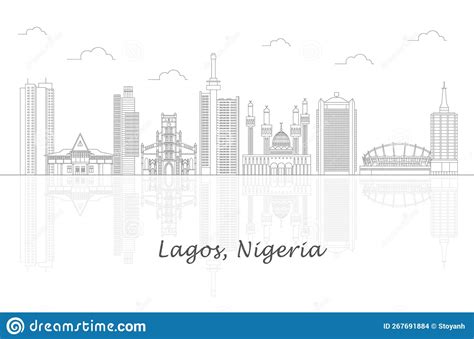 Outline Skyline Panorama Of City Of Lagos Nigeria Stock Vector