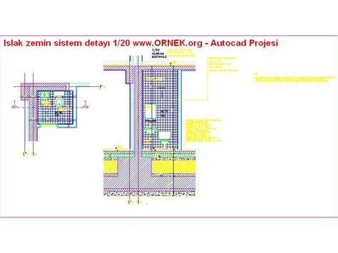 Islak zemin sistem detayı 1 20 dwg projesi Autocad Projeler