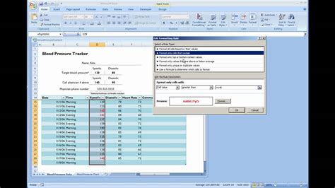 Excel create blood pressure chart - mobilityvsa