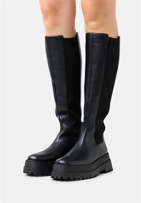 Nly By Nelly Under Knee Chelsea Boot Plateaulaarzen Black Zwart Zalando Be