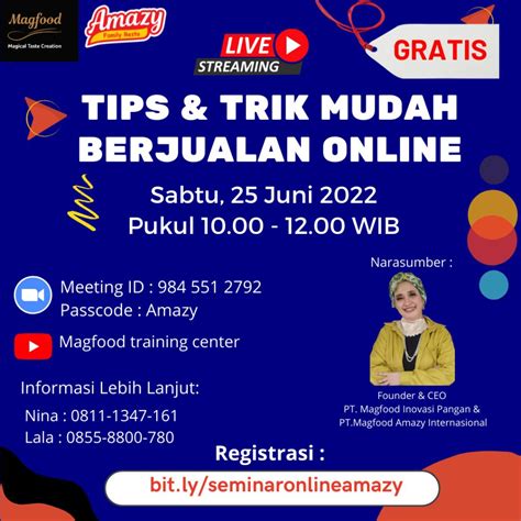 Webinar Magfood Training Center Tips Dan Trik Mudah Berjualan Online