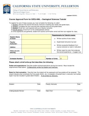 Fillable Online Course Approval Form For Geol L Geological Sciences