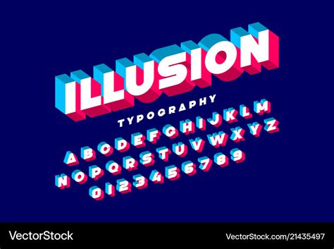 Modern Bold 3d Font Alphabet Letters And Numbers Vector Image