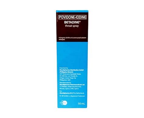 Povidone Iodine Betadine Throat Spray Mg Ml W V Oromucosal