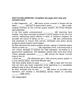 gap filling exercises pdf Doc Template | pdfFiller