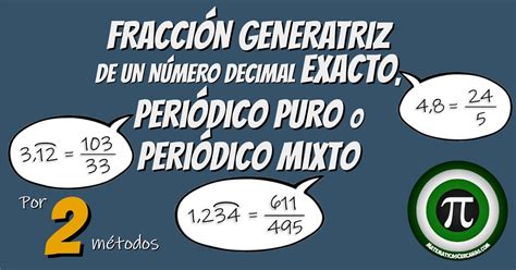 Fracción Generatriz De Un Número Decimal Pasar De Decimal A Fracción Matematicascercanas