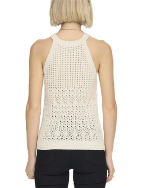 Top Only Summer Crochet Beige Cuello Halter De Mujer