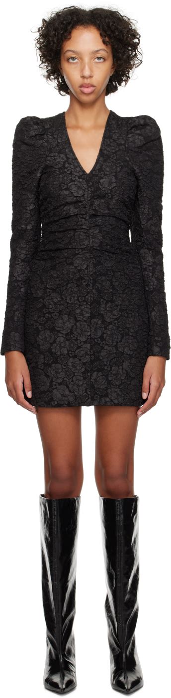 GANNI Black Jacquard Minidress SSENSE Canada