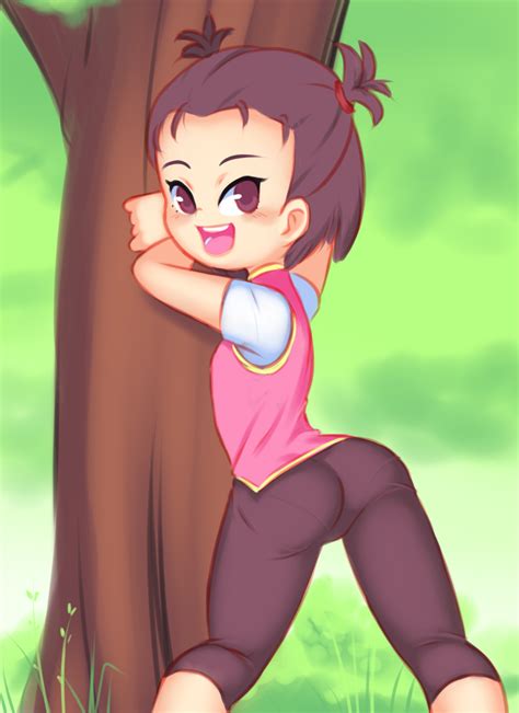 Drantyno Lee Shaochung Digimon Digimon Tamers Highres Girl Against Tree Ass Blush