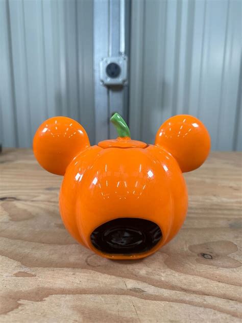 Disney Halloween Mickey Mouse Ceramic Pumpkin Candle Holder Tea Light