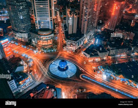 Night view of Dalian city architecture Stock Photo - Alamy