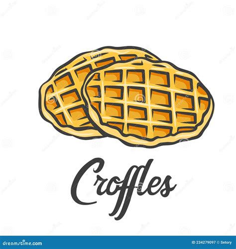 Croffle Croissant Waffle Korean Pastry Stock Vector Illustration Of