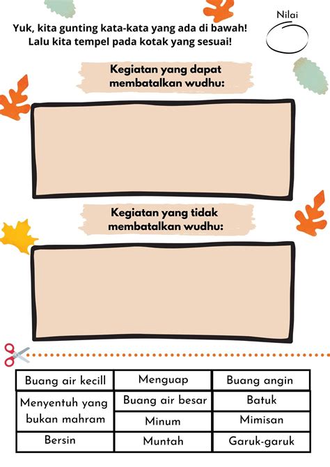 Worksheet Mengidentifikasi Hal Hal Yang Dapat Membatalkan Wudhu Dan