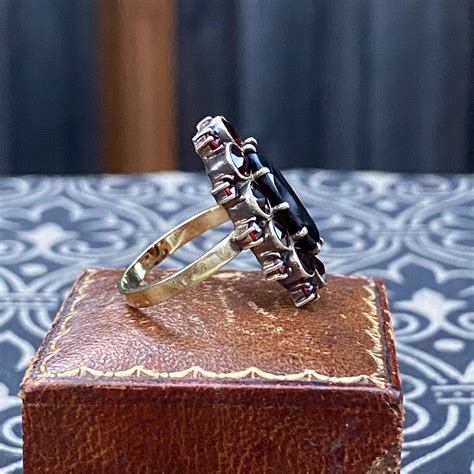 Vintage Bohemian Garnet 1940s 14k And Vermeil Silver Ring For Sale At