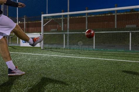 The Ball Flies into the Football Goal after a Shot Stock Image - Image of attack, active: 255900197