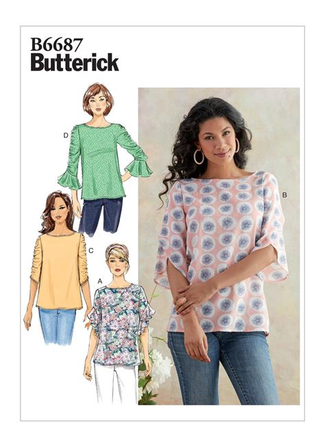 Misses Top Butterick B6687 Etsy In 2020 Butterick Sewing Pattern Butterick Pattern Top