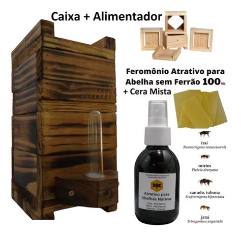 Caixa Para Abelha Jataí Alimentador Atrativo Cera