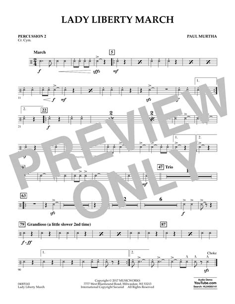 Lady Liberty March Percussion Sheet Music Paul Murtha Concert Band