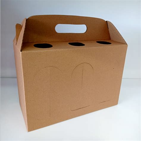 KR9571 PAQUETE 6 PZS CAJA KRAFT LONCHERA CERVECERA CON ASA 18X19X13 ASA