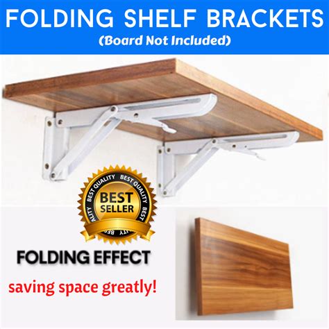 2pcs Folding Shelf Brackets Heavy Duty Metal Collapsible Triangle Bracket Diy Wall Mounted