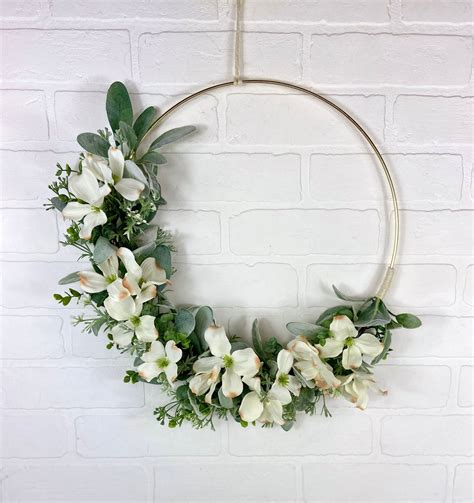 Magnolia Door Wreath Baby S Breath Nursery Wreath Modern Hoop Wreath