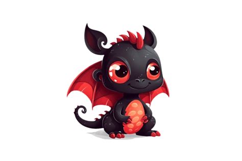 Cute Black And Red Dragon Graphic By Gornidesign Creative Fabrica